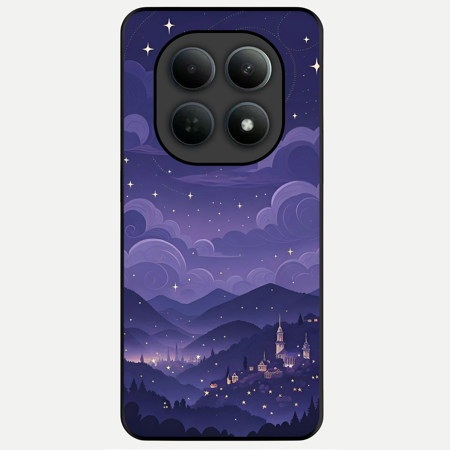  Minimal Night View Glass Case For Poco M8 Pro back cover – full design glossy printed glass finish