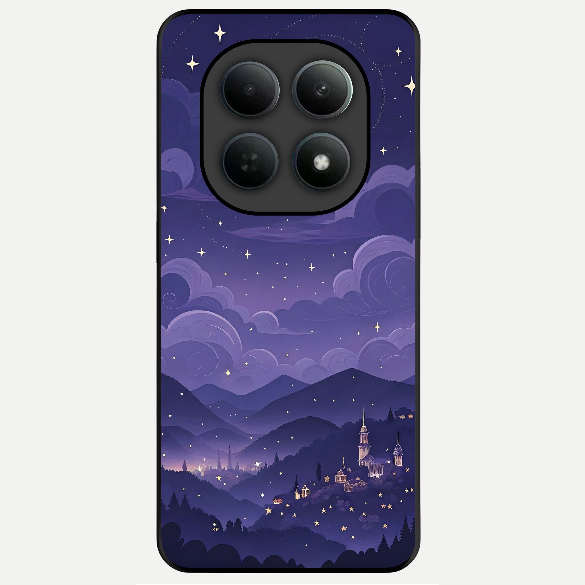  Minimal Night View Glass Case For Poco M8 Pro back cover – full design glossy printed glass finish