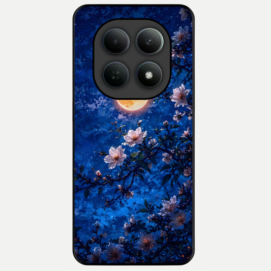  Moonlit Blossoms Night Glass Case For Poco M8 Pro back cover – full design glossy printed glass finish