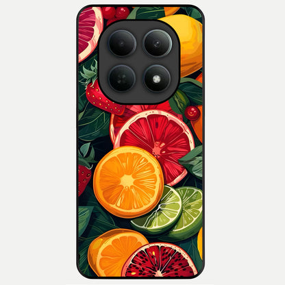  Multiple Fruits Glass Case For Poco M8 Pro back cover – full design glossy printed glass finish