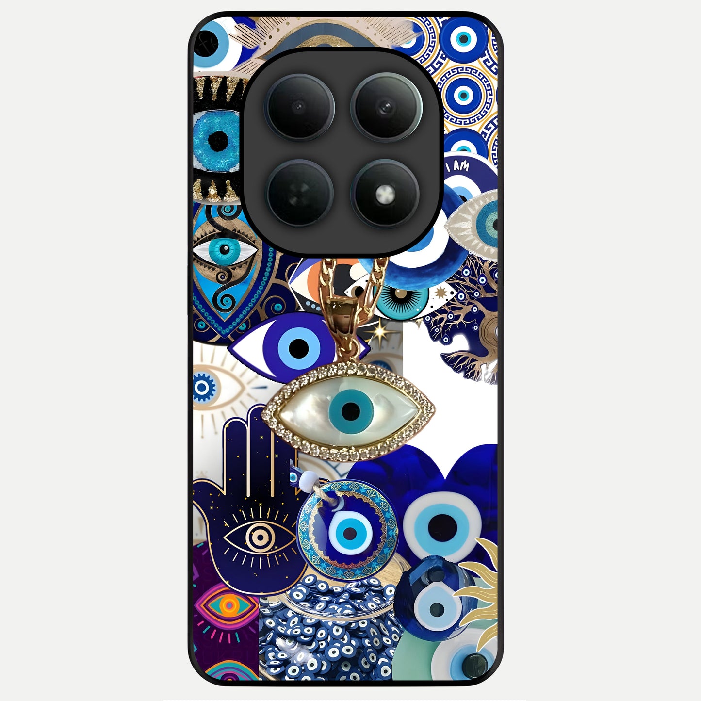  Mystic Charm Eye Glass Case For Poco M8 Pro back cover – full design glossy printed glass finish