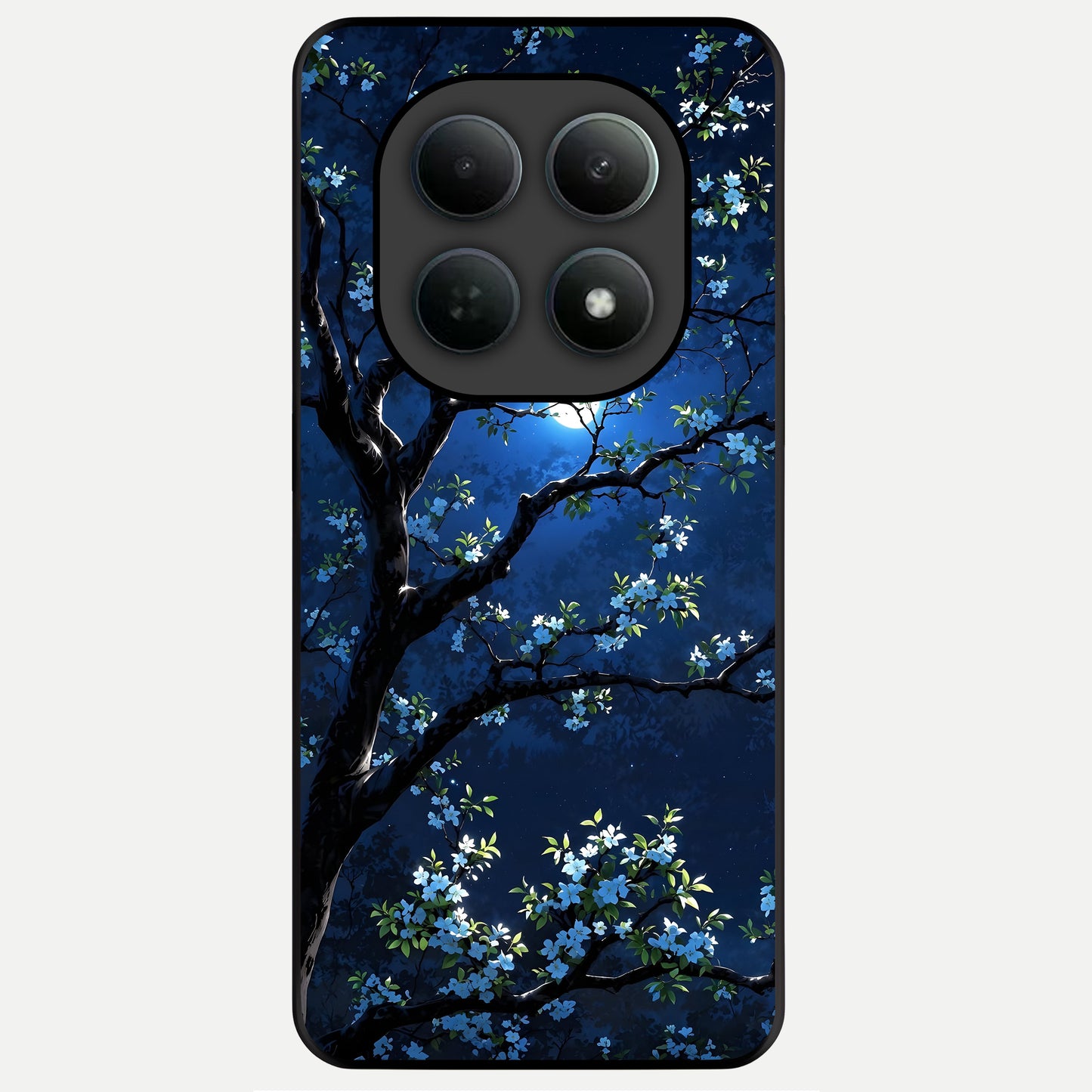 Mystic Floral Night Glass Case For Poco M8 Pro back cover – full design glossy printed glass finish