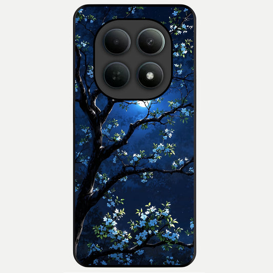  Mystic Floral Night Glass Case For Poco M8 Pro back cover – full design glossy printed glass finish