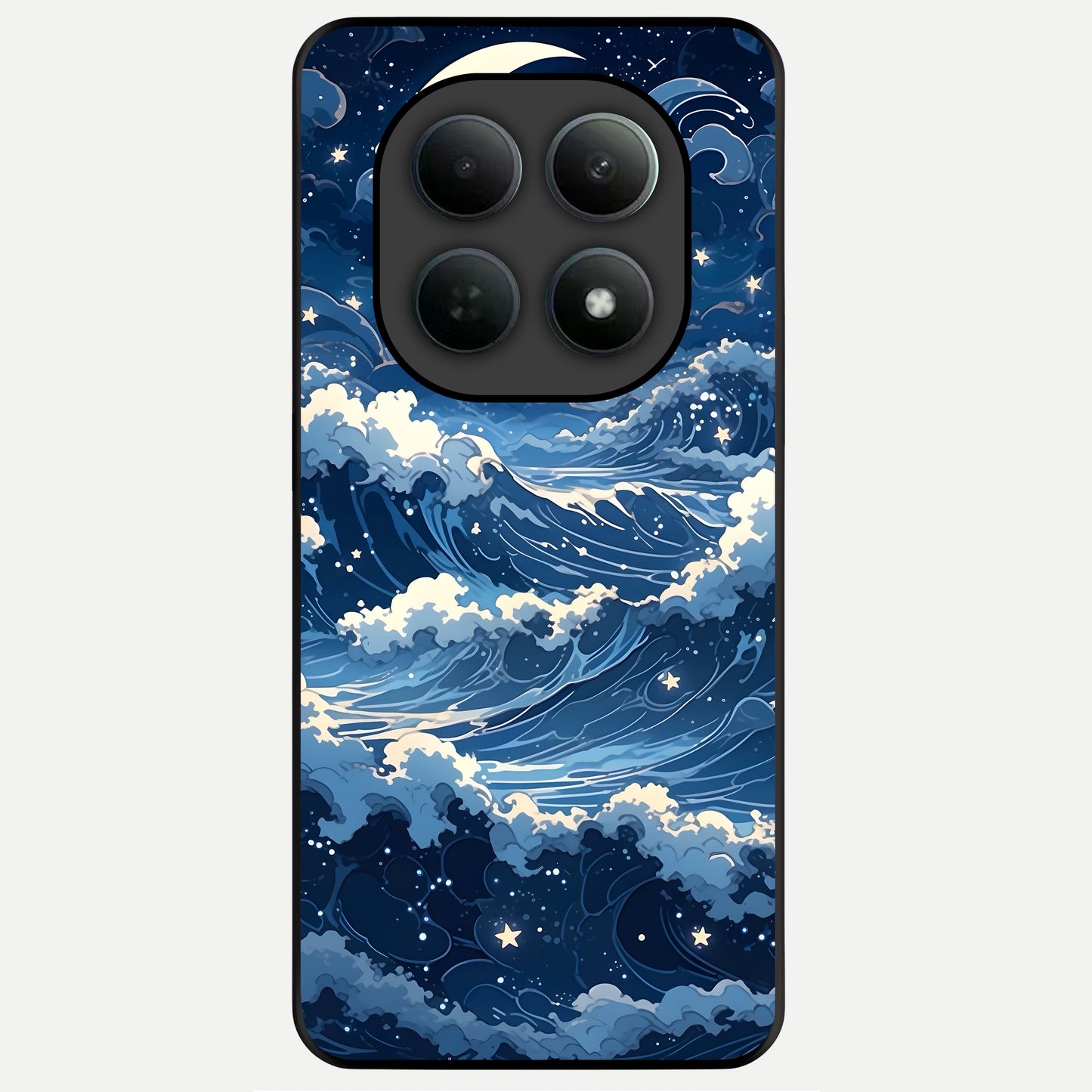  Ocean Moon Waves Glass Case For Poco M8 Pro back cover – full design glossy printed glass finish