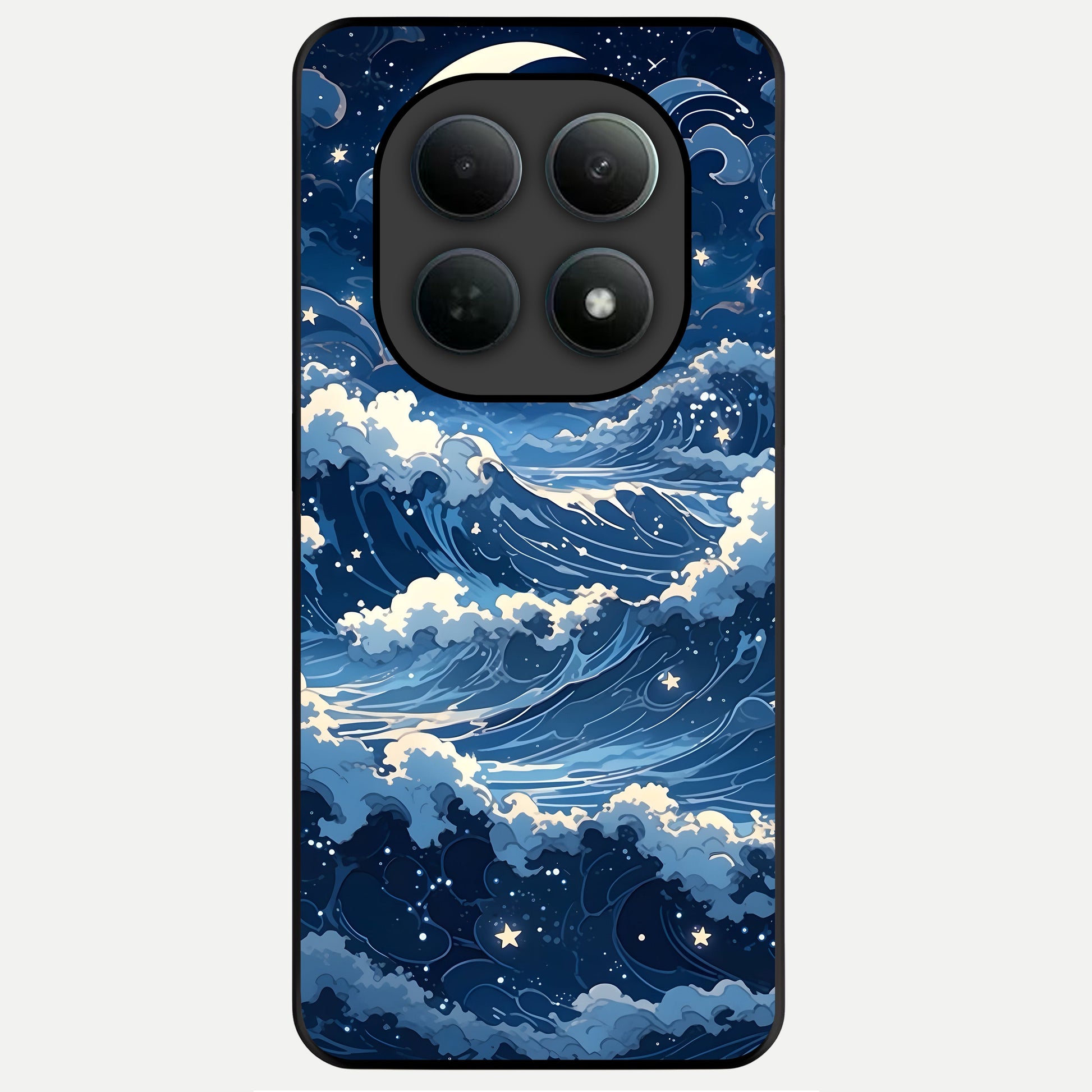  Ocean Moon Waves Glass Case For Poco M8 Pro back cover – full design glossy printed glass finish