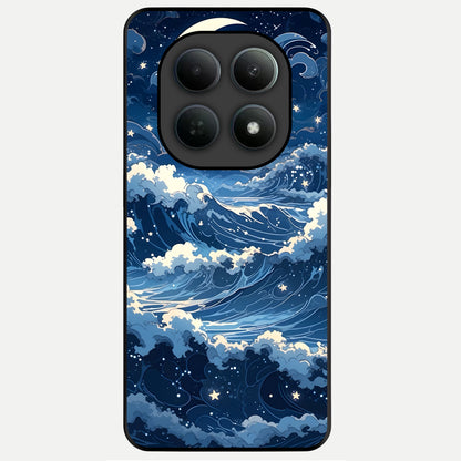  Ocean Moon Waves Glass Case For Poco M8 Pro back cover – full design glossy printed glass finish