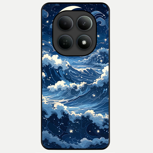  Ocean Moon Waves Glass Case For Poco M8 Pro back cover – full design glossy printed glass finish