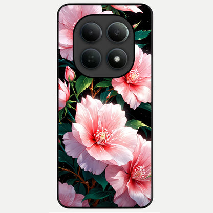  Peach Flower Glass Case For Poco M8 Pro back cover – full design glossy printed glass finish