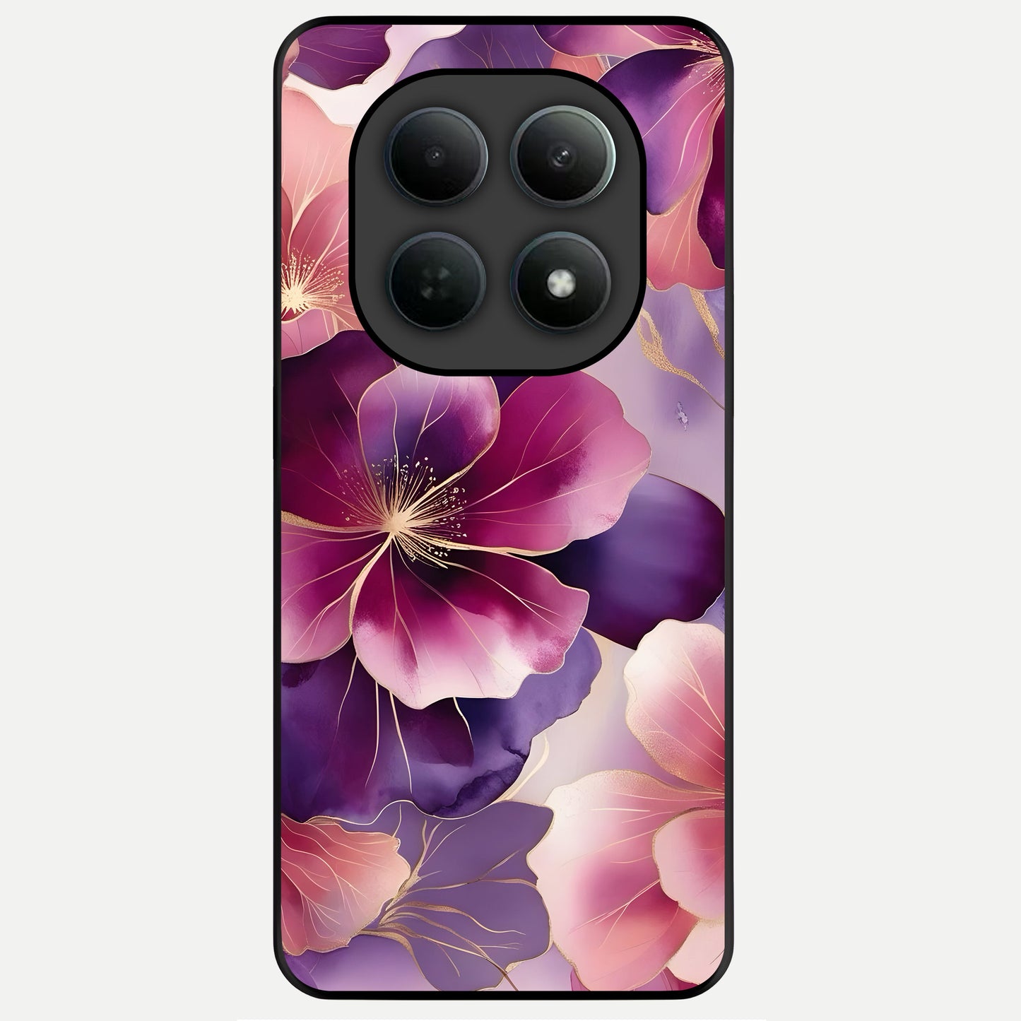  Pink Bouquet Florals Glass Case For Poco M8 Pro back cover – full design glossy printed glass finish