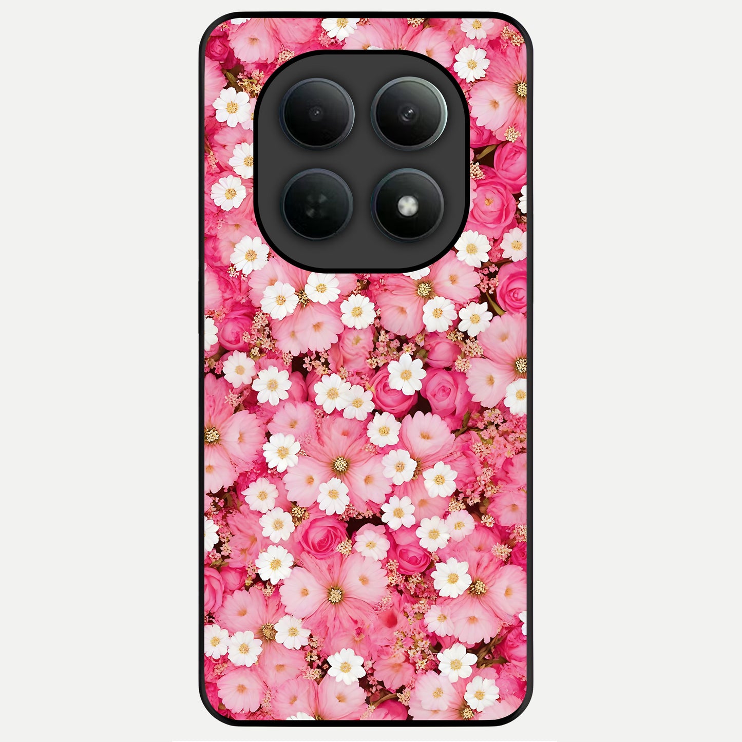  Pink Daisy Bliss Glass Case For Poco M8 Pro back cover – full design glossy printed glass finish