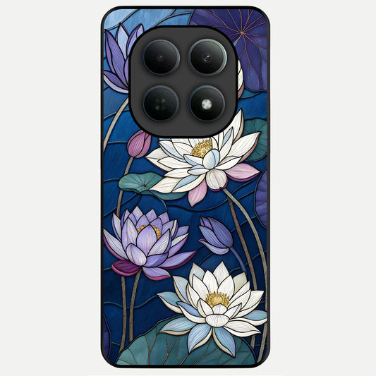  Purple Lotus Stained Glass Case For Poco M8 Pro back cover – full design glossy printed glass finish