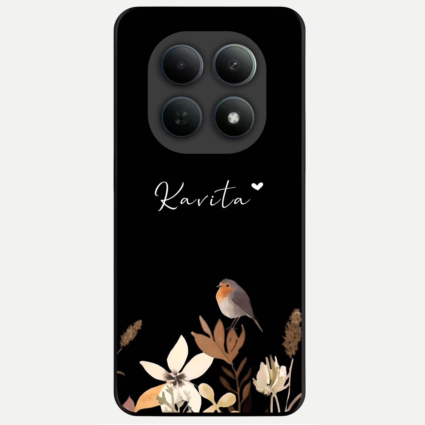 Quiet Garden Tune Custom Name Glass Case For Poco M8 Pro back cover – full design glossy printed glass finish