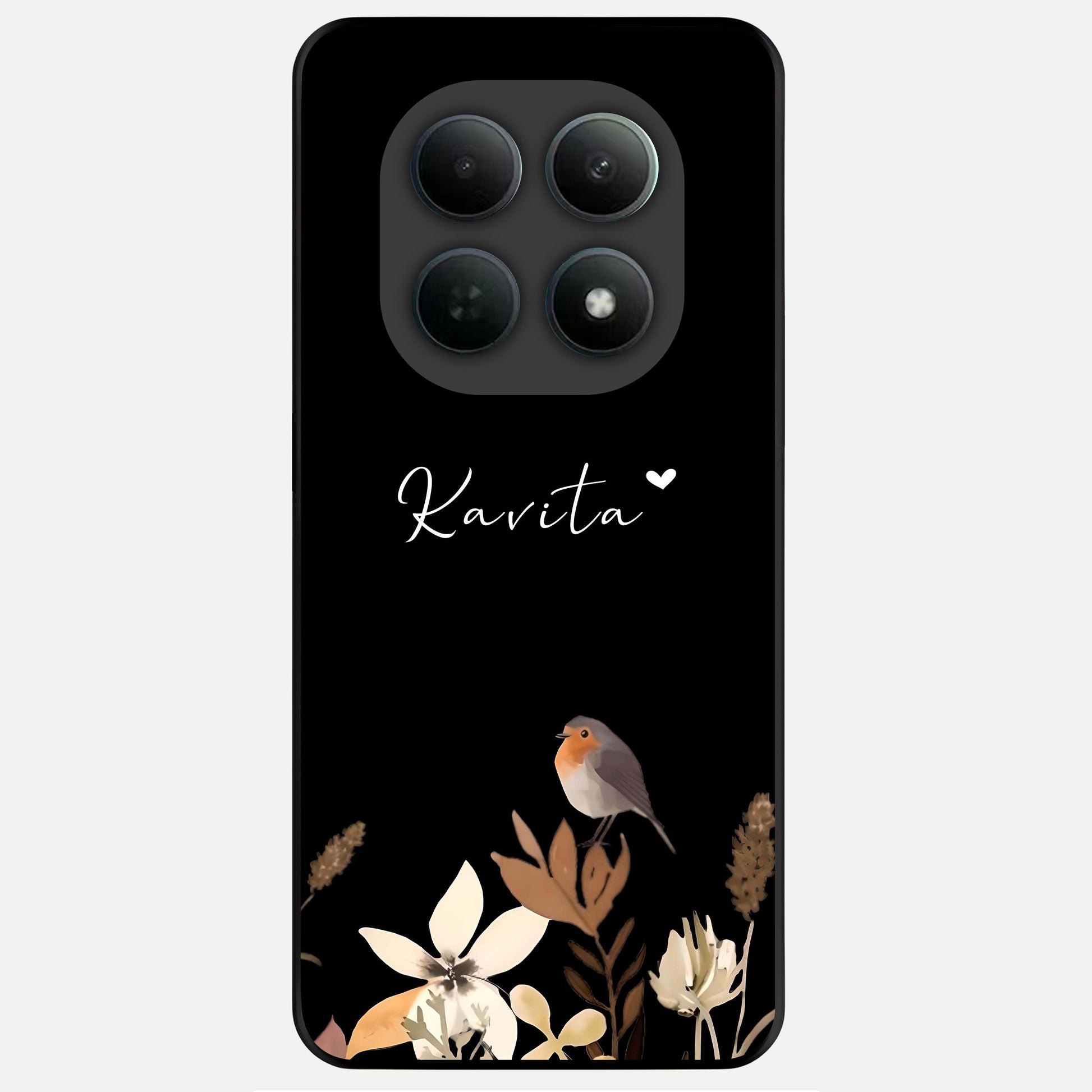  Quiet Garden Tune Custom Name Glass Case For Poco M8 Pro back cover – full design glossy printed glass finish