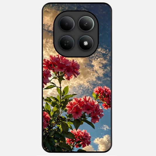  Red Bloom Skies Glass Case For Poco M8 Pro back cover – full design glossy printed glass finish