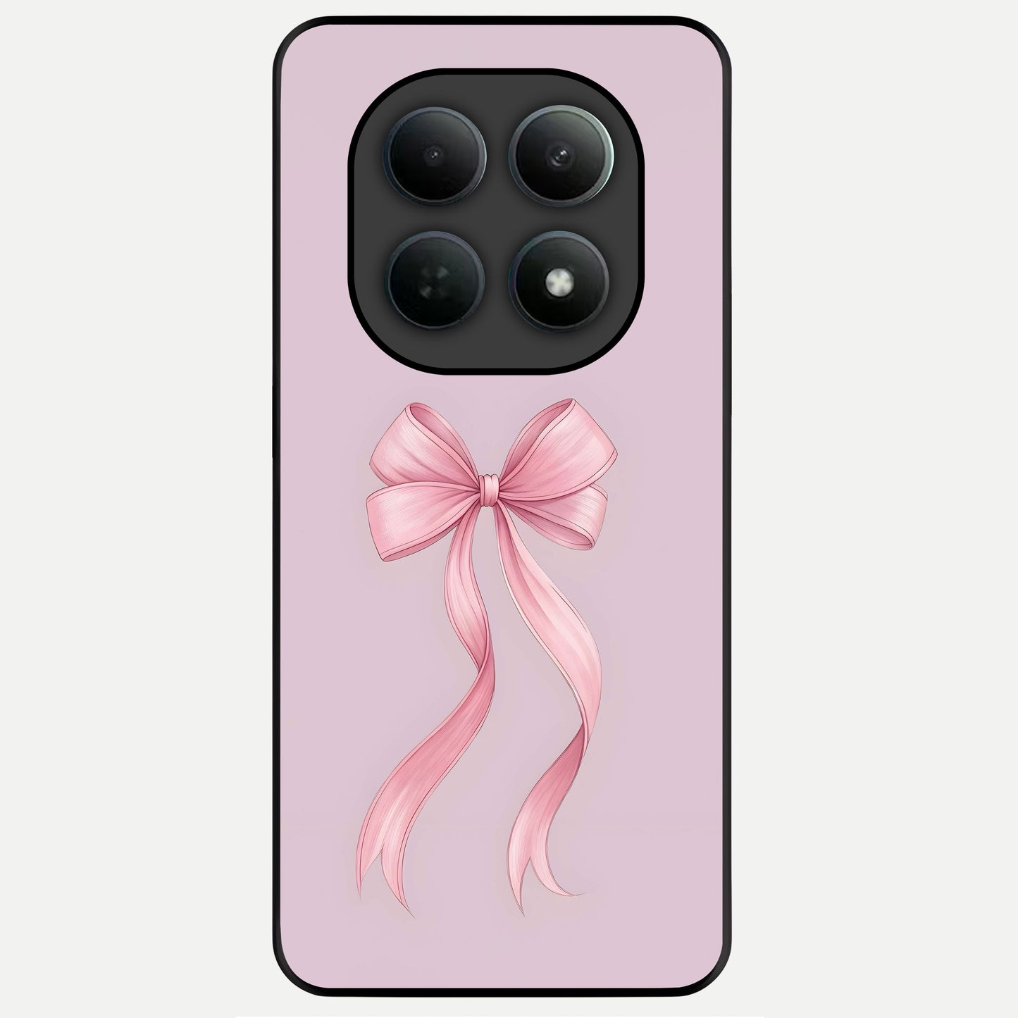  Soft Blush Bow Glass Case For Poco M8 Pro back cover – full design glossy printed glass finish