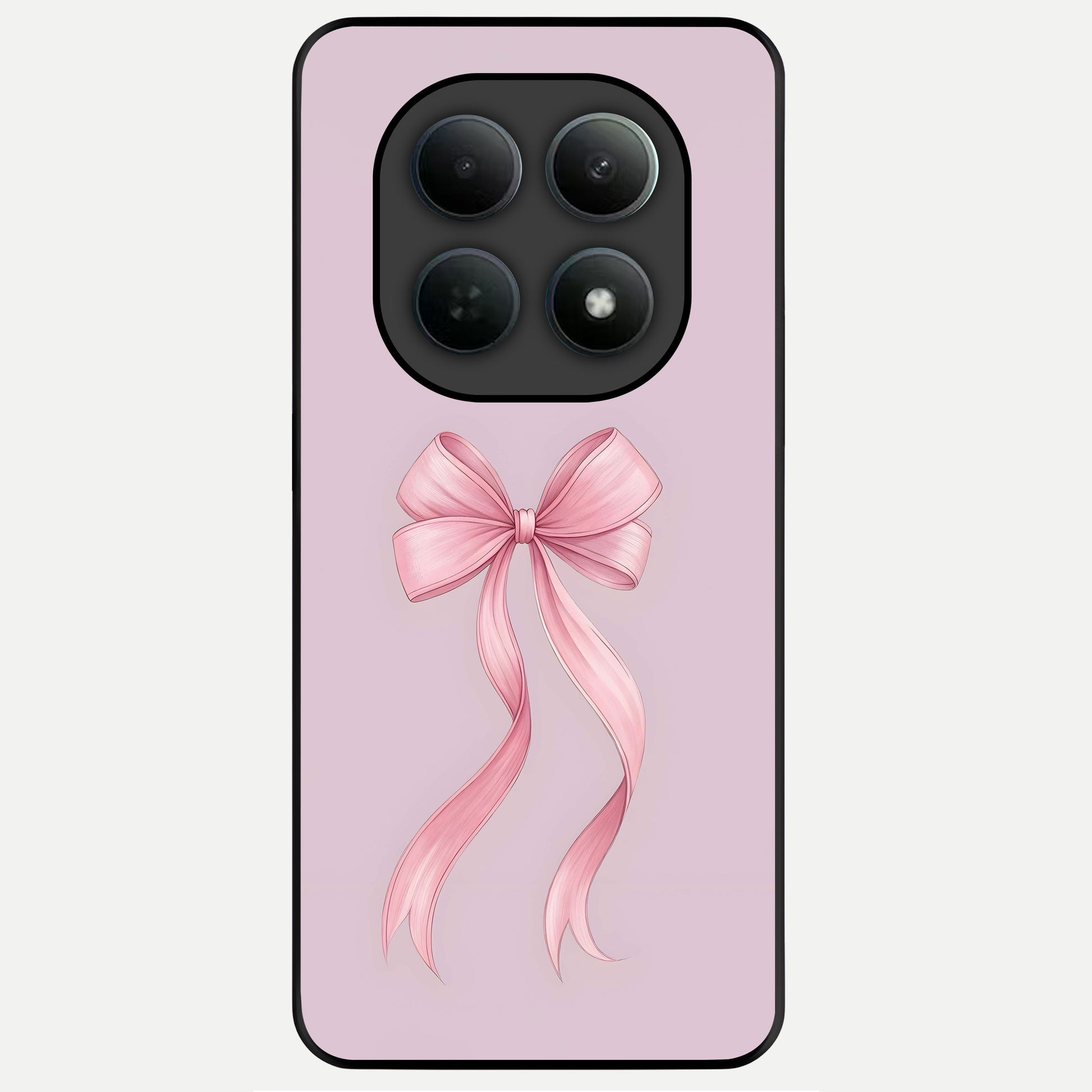  Soft Blush Bow Glass Case For Poco M8 Pro back cover – full design glossy printed glass finish