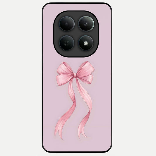  Soft Blush Bow Glass Case For Poco M8 Pro back cover – full design glossy printed glass finish