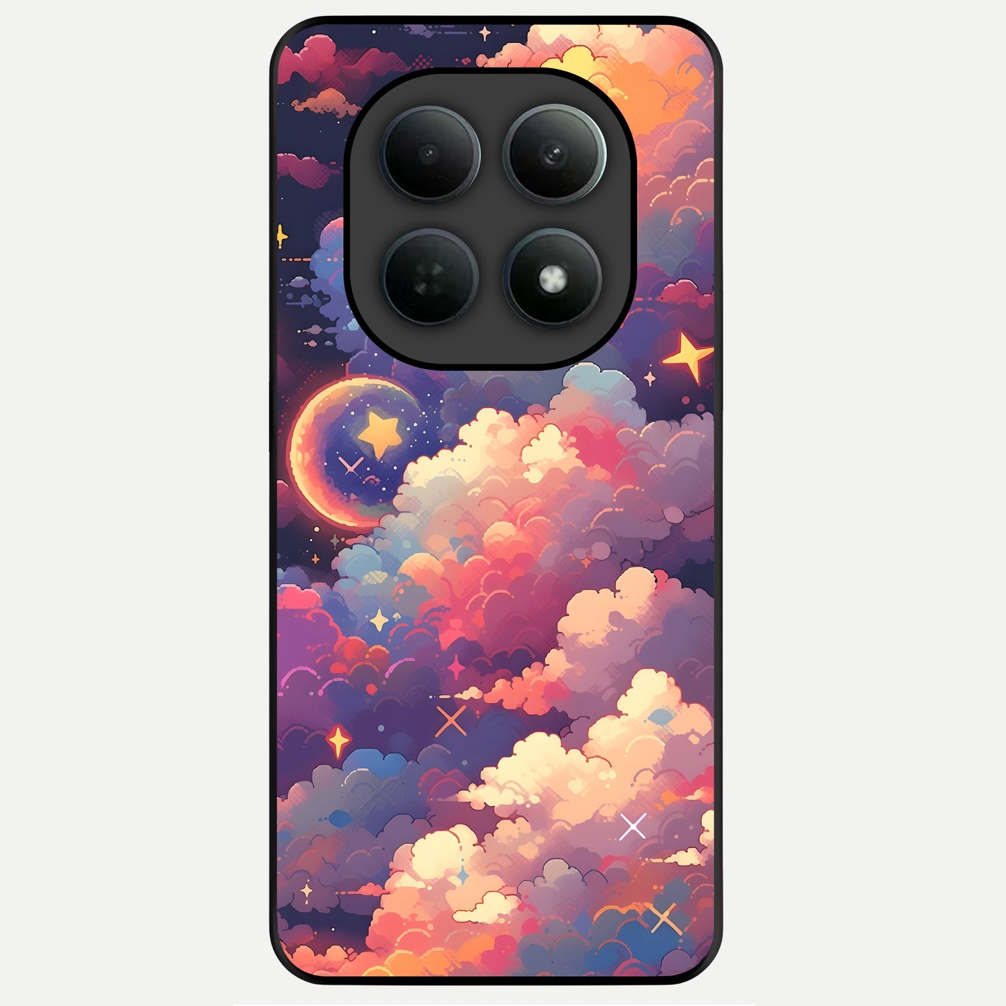  Starlit Dream Clouds Glass Case For Poco M8 Pro back cover – full design glossy printed glass finish