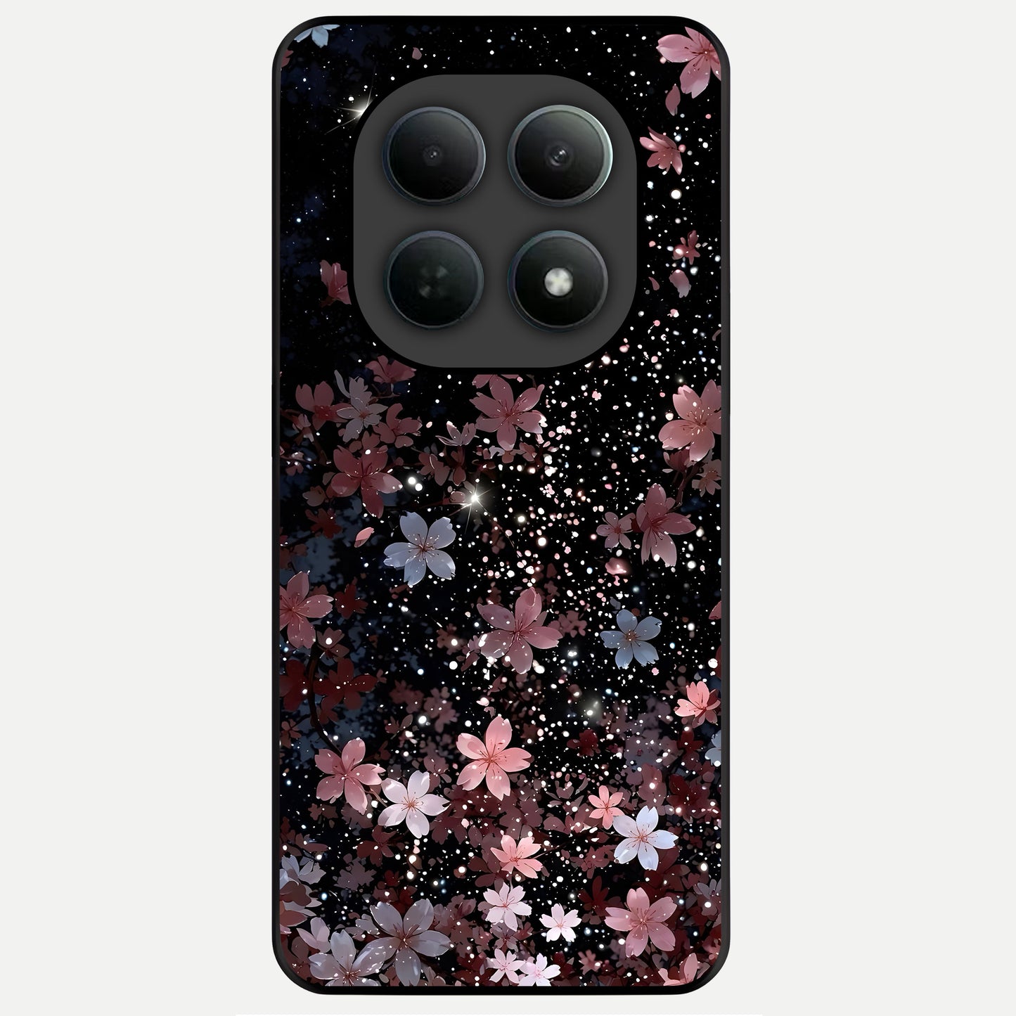  Starlit Flower Dreams Glass Case For Poco M8 Pro back cover – full design glossy printed glass finish