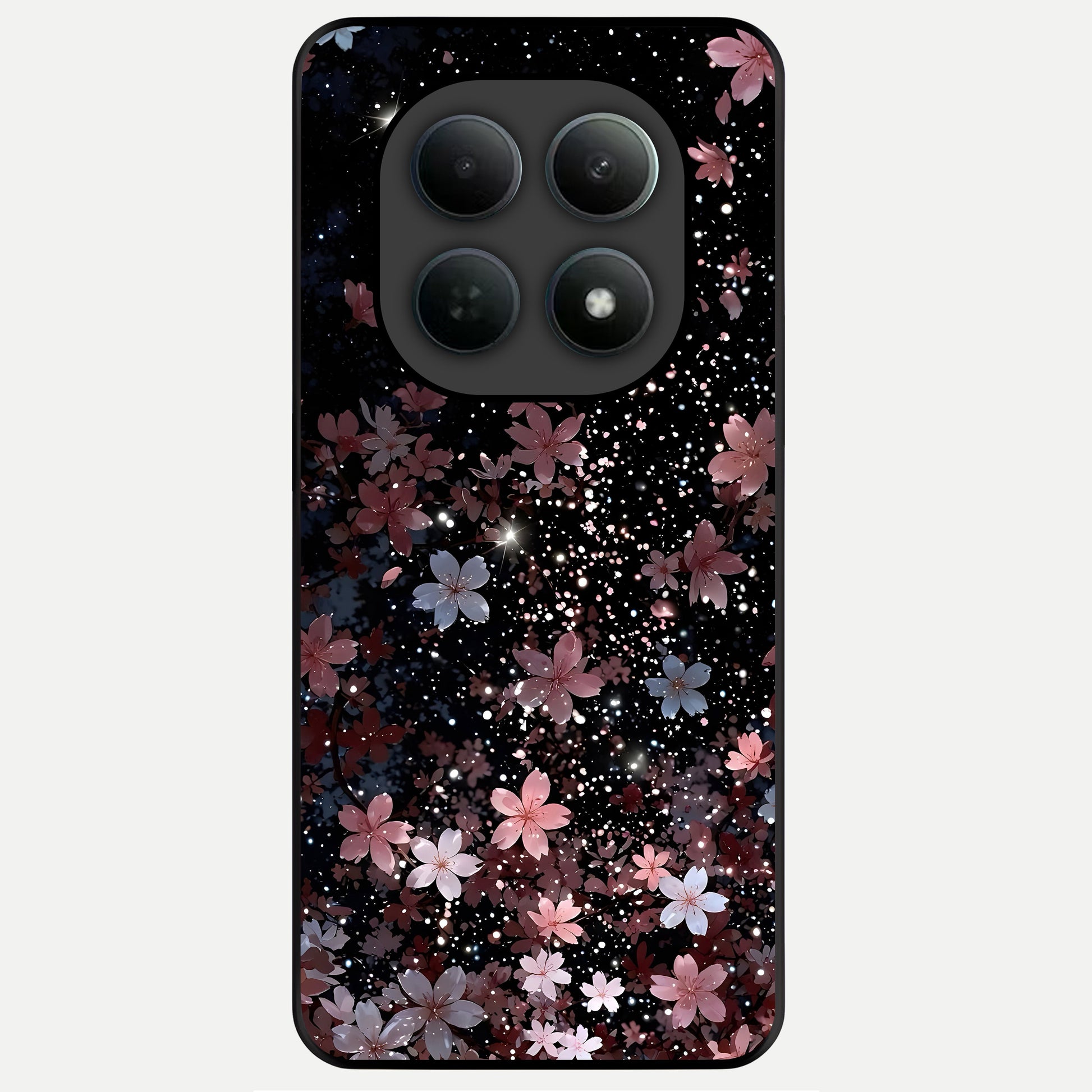  Starlit Flower Dreams Glass Case For Poco M8 Pro back cover – full design glossy printed glass finish