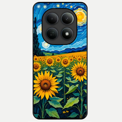  Starry Sunflower Dreams Glass Case For Poco M8 Pro back cover – full design glossy printed glass finish