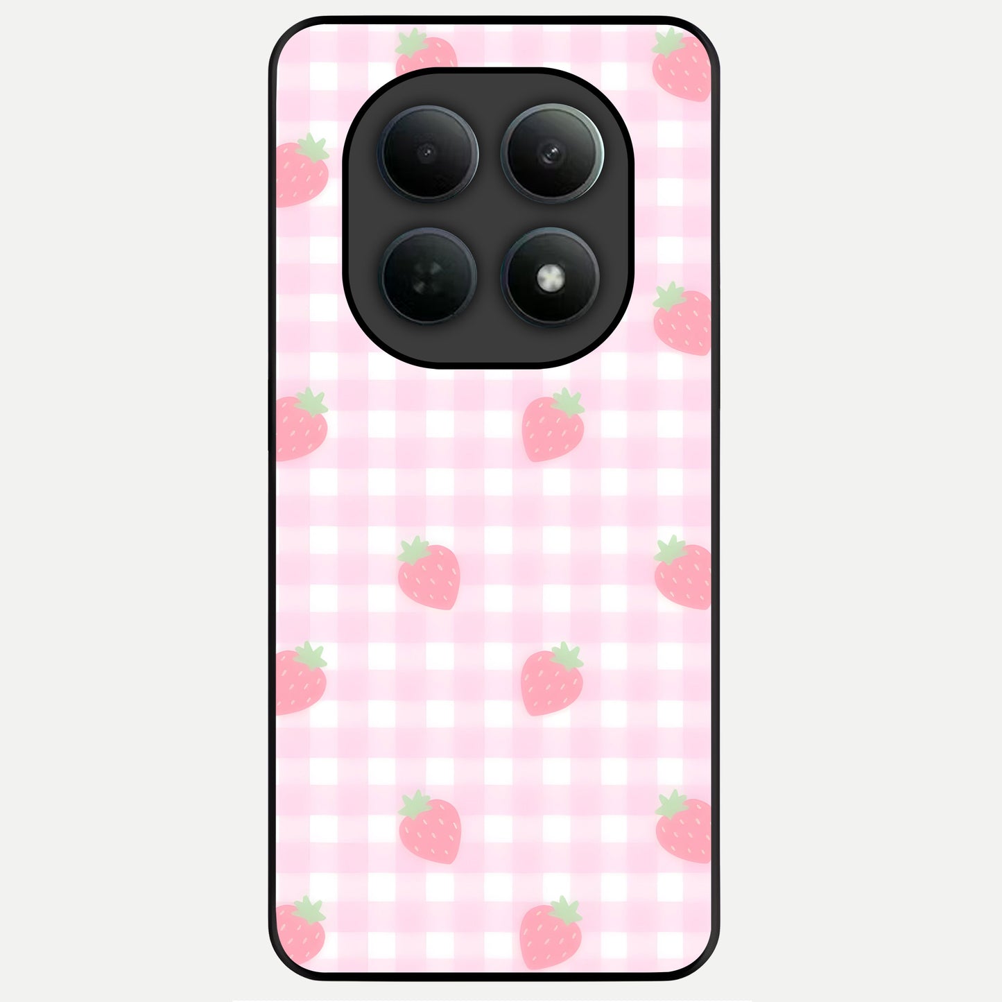  Strawberry Picnic Love Glass Case For Poco M8 Pro back cover – full design glossy printed glass finish