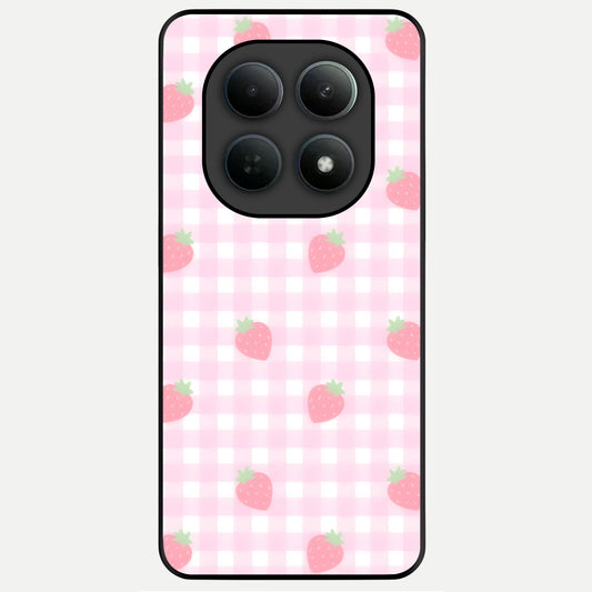  Strawberry Picnic Love Glass Case For Poco M8 Pro back cover – full design glossy printed glass finish