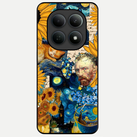  Sunflower Chic Mood Custom Name Glass Case For Poco M8 Pro back cover – full design glossy printed glass finish