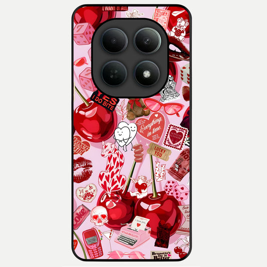  Sweet Cherry Chaos Glass Case For Poco M8 Pro back cover – full design glossy printed glass finish