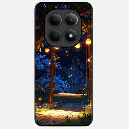 Twilight Garden Swing Glass Case For Poco M8 Pro back cover – full design glossy printed glass finish