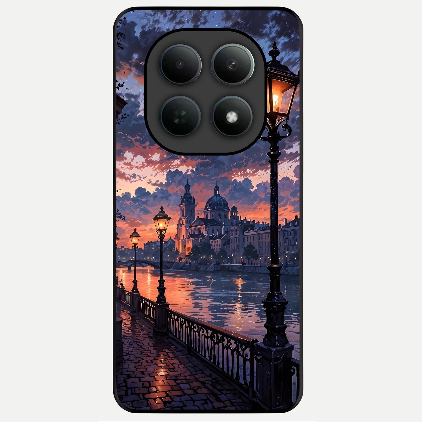  Twilight River Lights Glass Case For Poco M8 Pro back cover – full design glossy printed glass finish