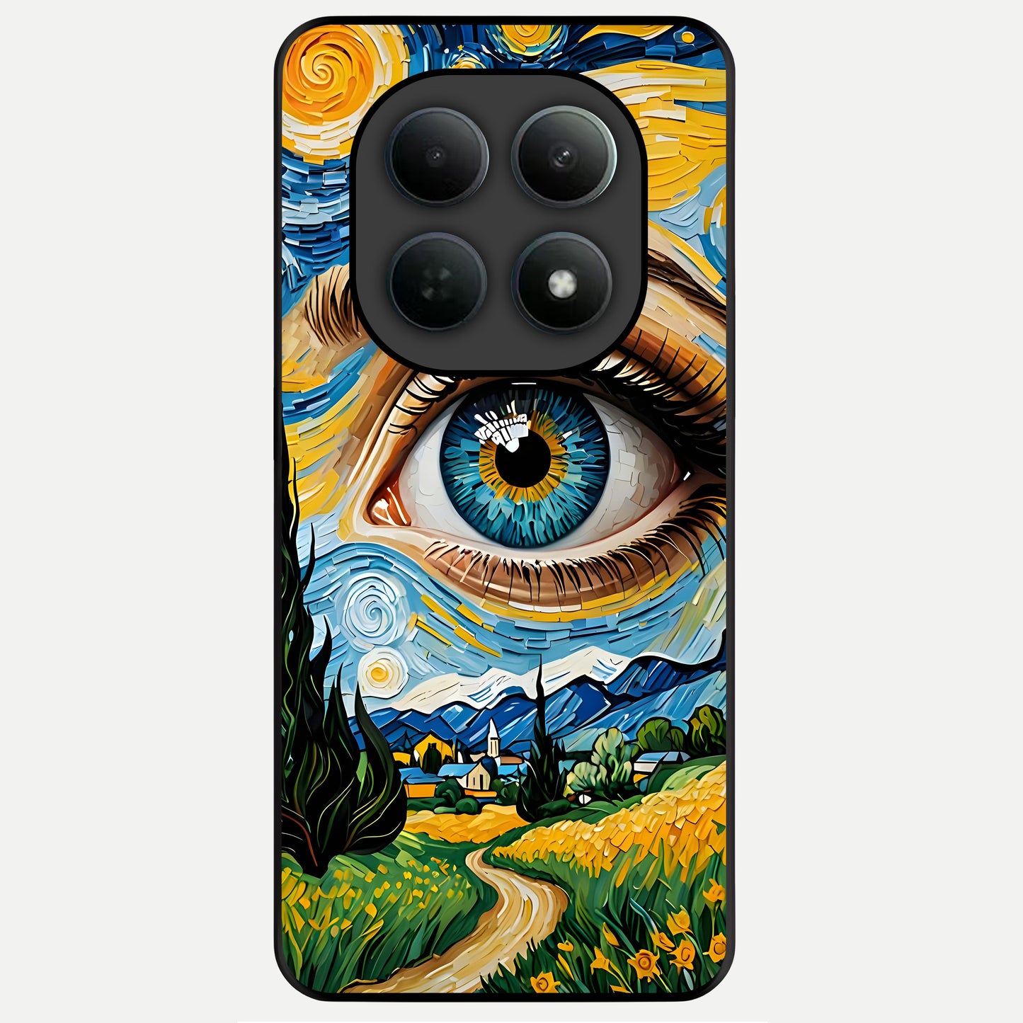  Van Gogh Eye Glass Case For Poco M8 Pro back cover – full design glossy printed glass finish