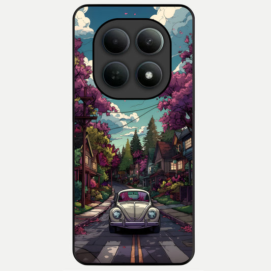  Vintage Street Drive Glass Case For Poco M8 Pro back cover – full design glossy printed glass finish