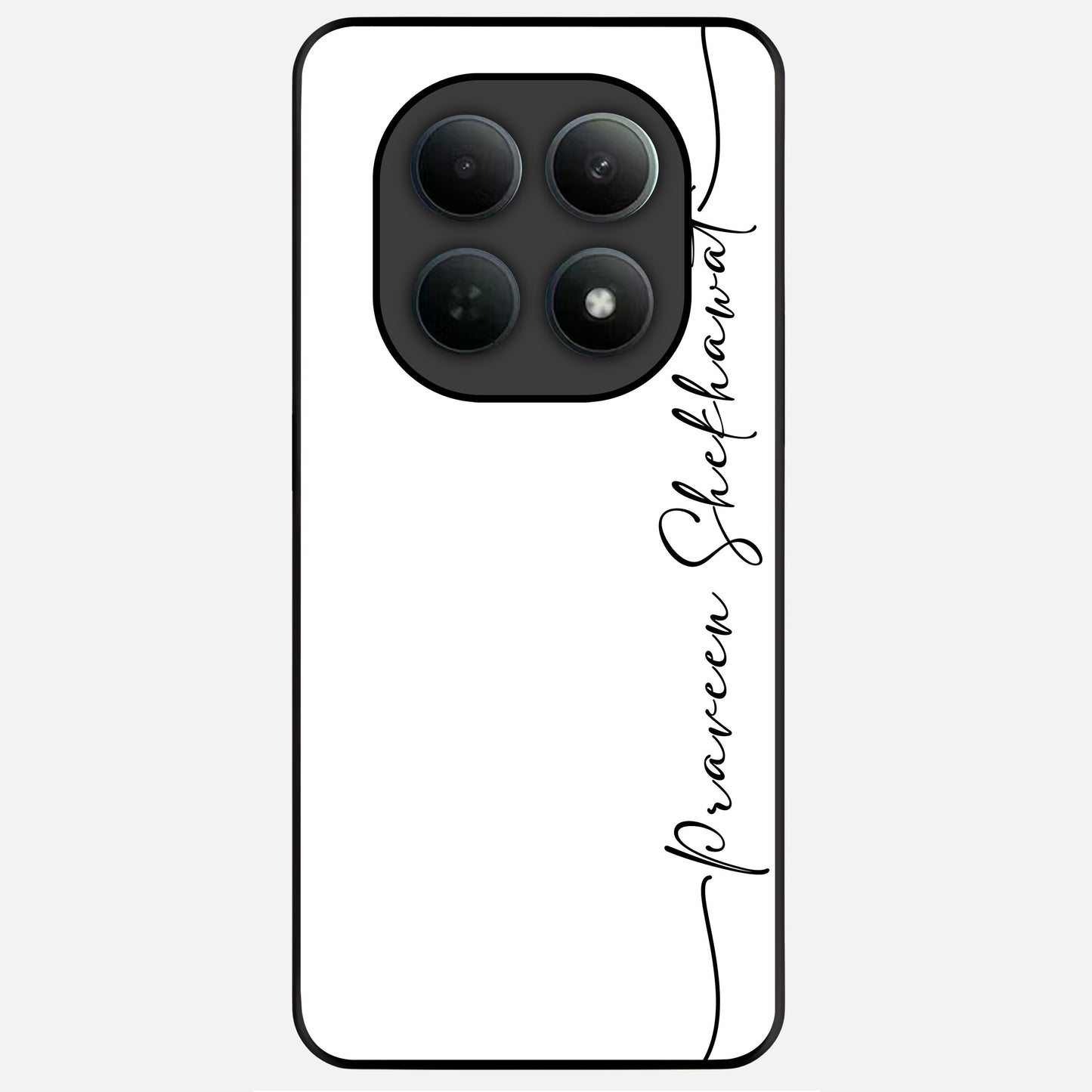  White Tune Custom Name Glass Case For Poco M8 Pro back cover – personalized glossy printed glass finish