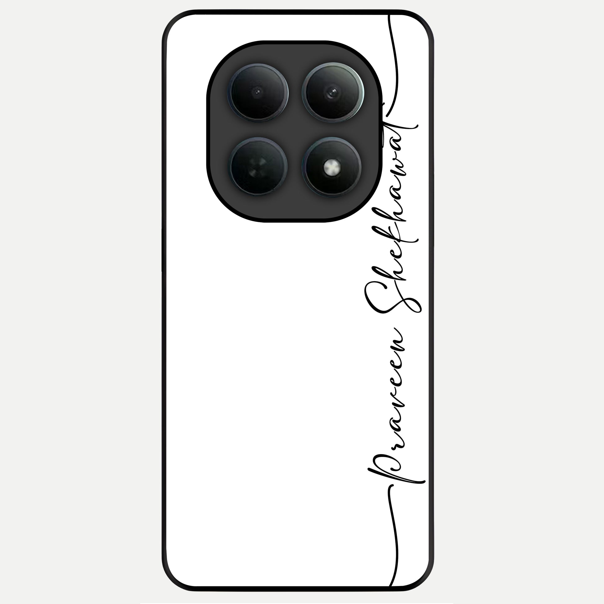  White Tune Custom Name Glass Case For Poco M8 Pro back cover – personalized glossy printed glass finish