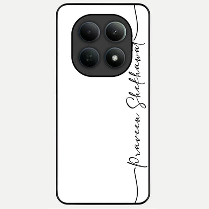  White Tune Custom Name Glass Case For Poco M8 Pro back cover – personalized glossy printed glass finish