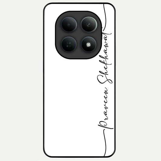  White Tune Custom Name Glass Case For Poco M8 Pro back cover – personalized glossy printed glass finish