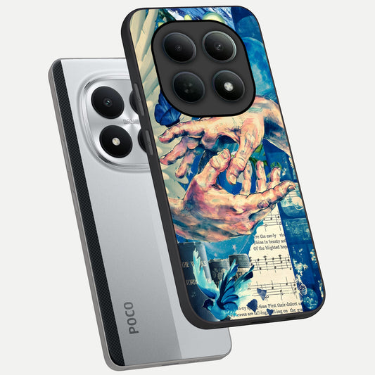  Aesthetic Divider phone case For Poco M8 Pro showing premium glass back cover with detailed artwork