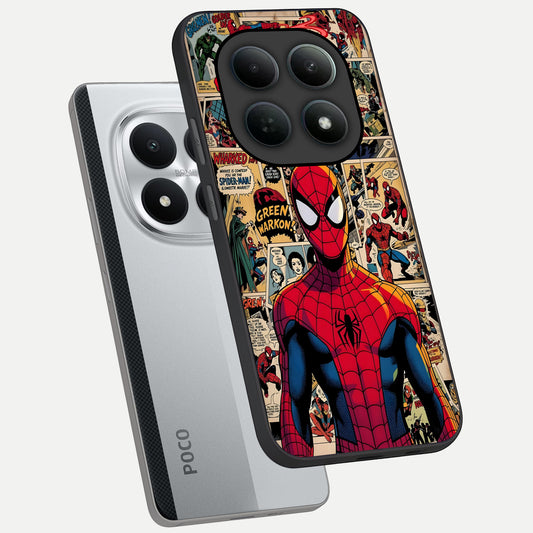  Aesthetic Spider phone case For Poco M8 Pro showing premium glass back cover with detailed artwork