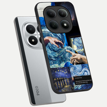  Aesthetic Vando Hands phone case For Poco M8 Pro showing premium glass back cover with detailed artwork