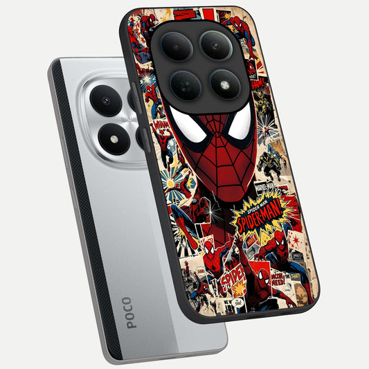  Aesthetic Wonder Spider phone case For Poco M8 Pro showing premium glass back cover with detailed artwork