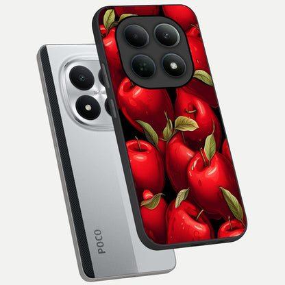  Apple Pattern phone case For Poco M8 Pro showing premium glass back cover with detailed artwork