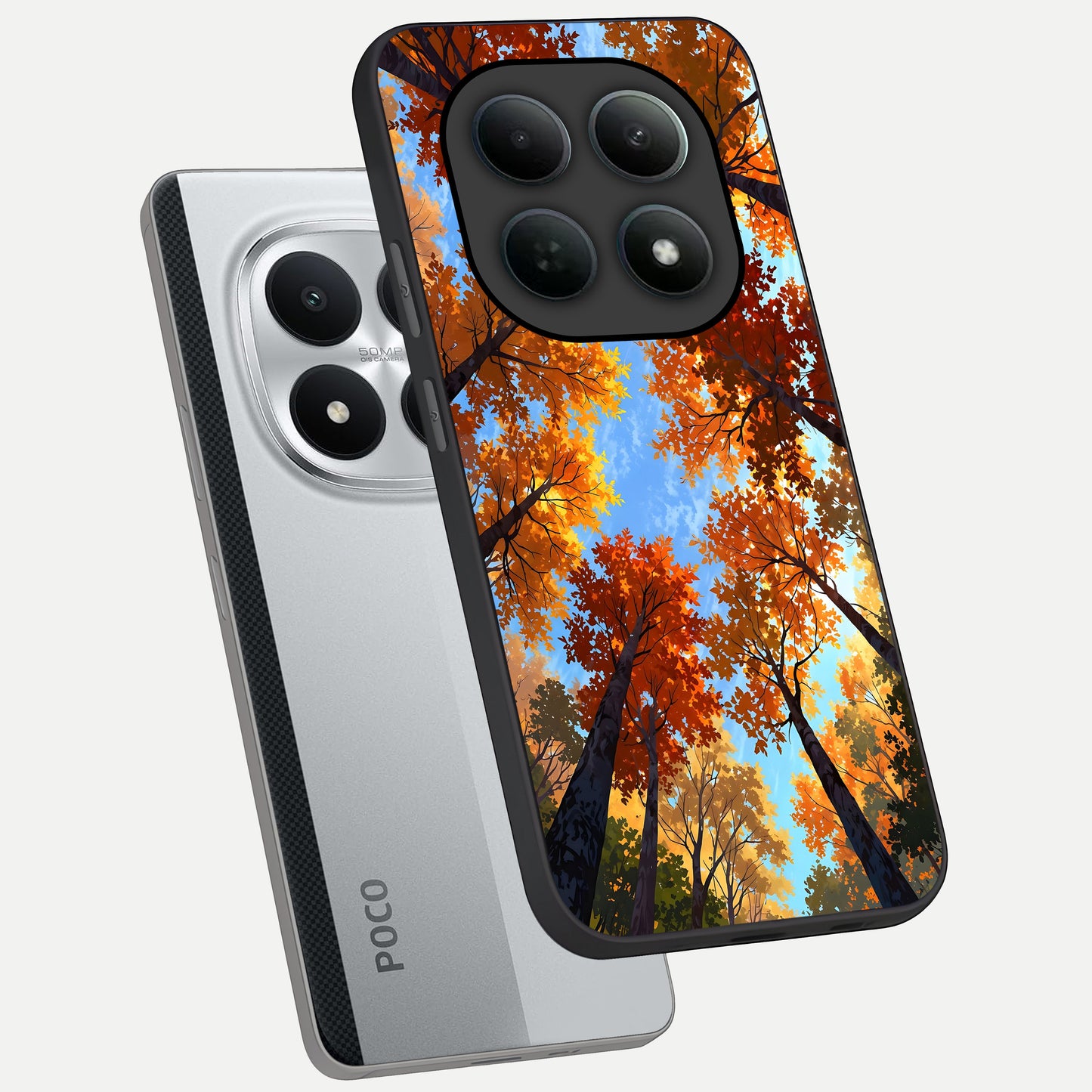  Autumn Sky Rise phone case For Poco M8 Pro showing premium glass back cover with detailed artwork