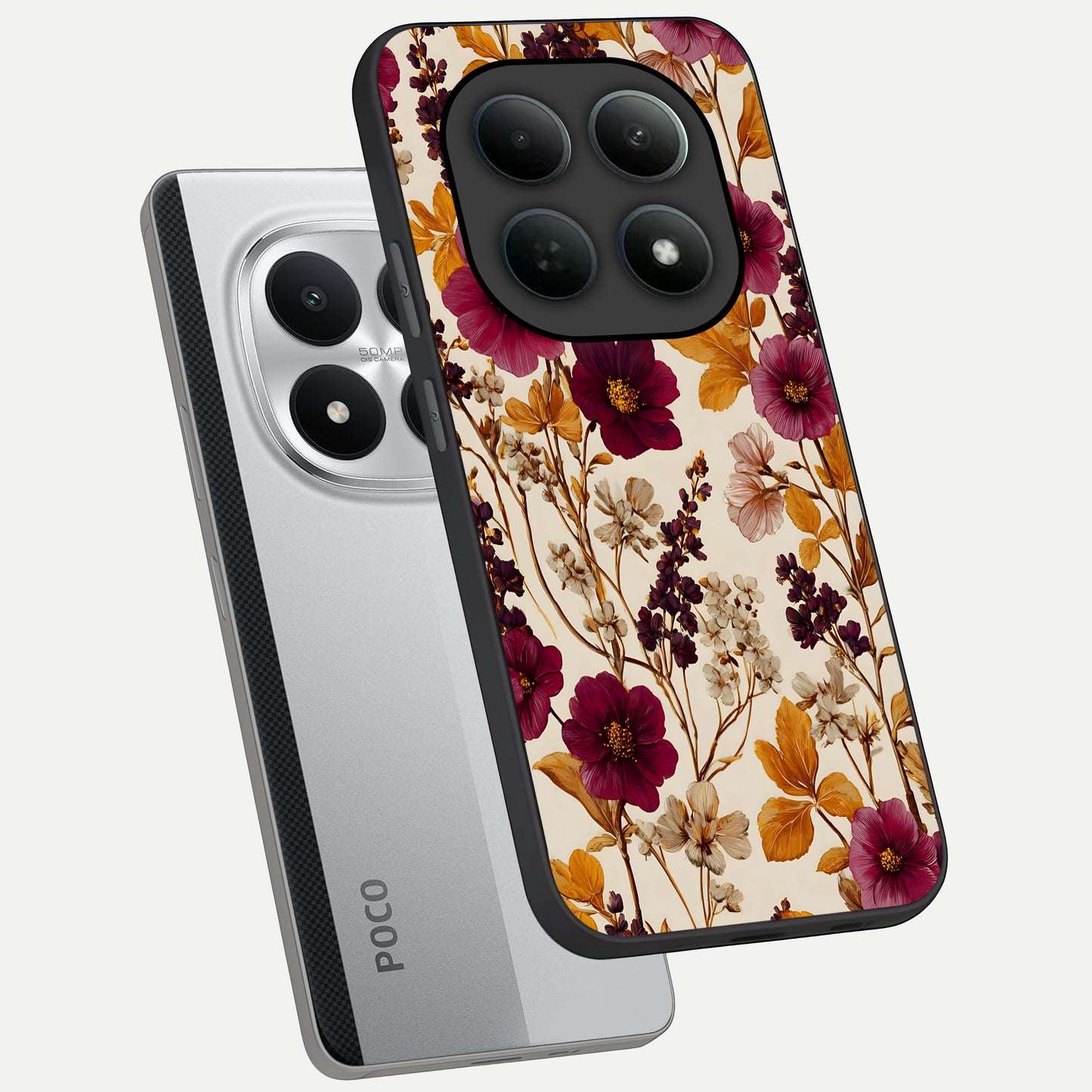  Autumn Wine Bloom phone case For Poco M8 Pro showing premium glass back cover with detailed artwork