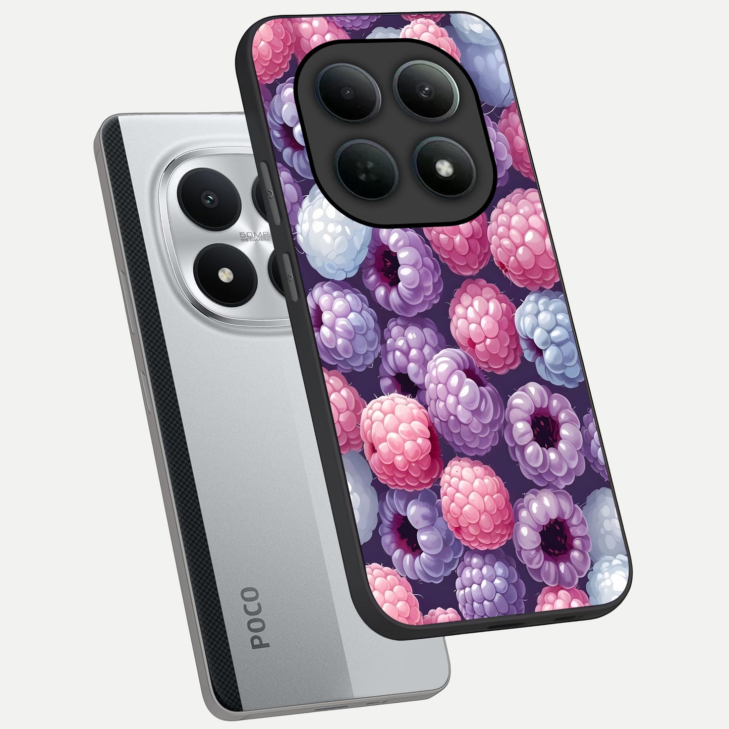  Berry Candy Pop phone case For Poco M8 Pro showing premium glass back cover with detailed artwork