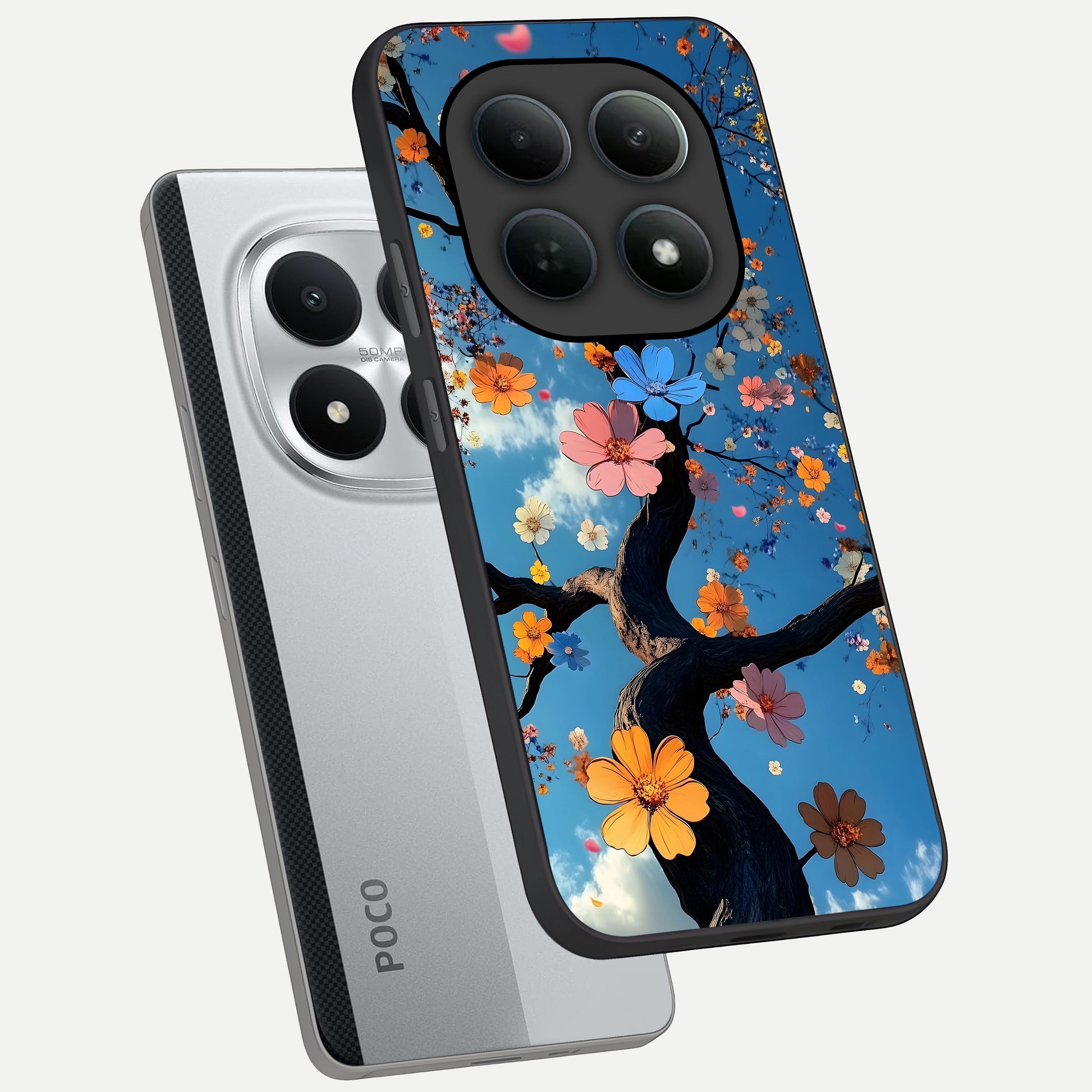  Blossom Dream Sky phone case For Poco M8 Pro showing premium glass back cover with detailed artwork