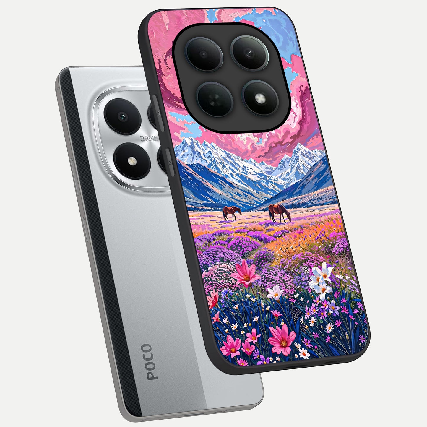  Blossom Valley Dream phone case For Poco M8 Pro showing premium glass back cover with detailed artwork
