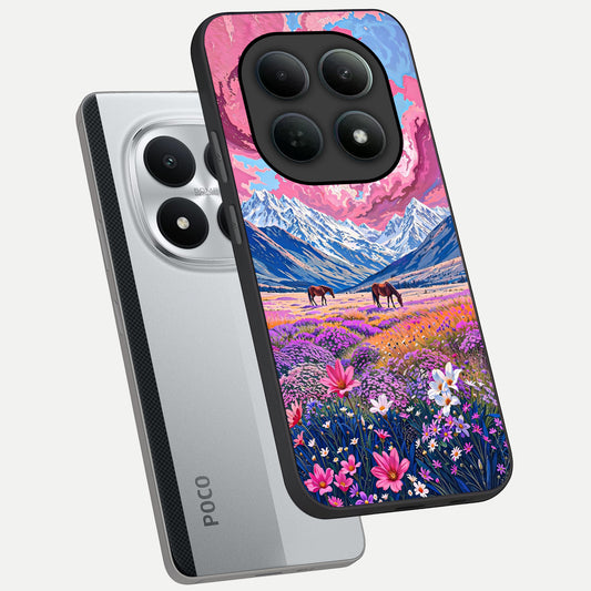  Blossom Valley Dream phone case For Poco M8 Pro showing premium glass back cover with detailed artwork