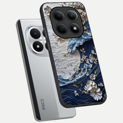  Blossom Wave Art phone case For Poco M8 Pro showing premium glass back cover with detailed artwork