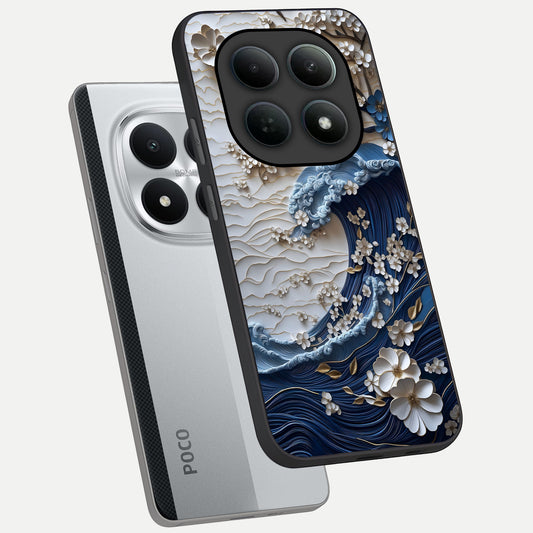  Blossom Wave Art phone case For Poco M8 Pro showing premium glass back cover with detailed artwork